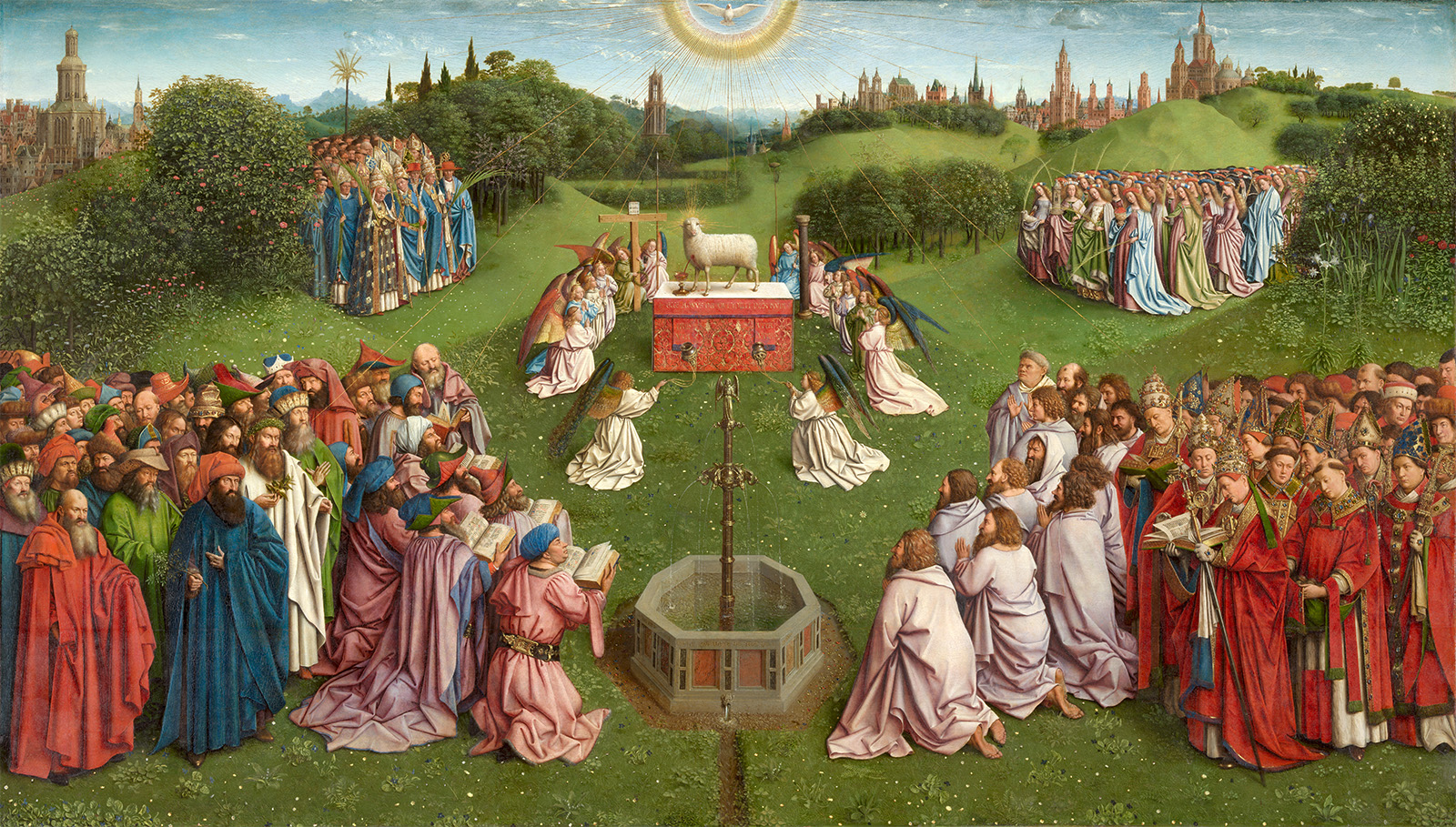De aanbidding van het Lam Gods, Hubert en Jan van Eyck, 1432