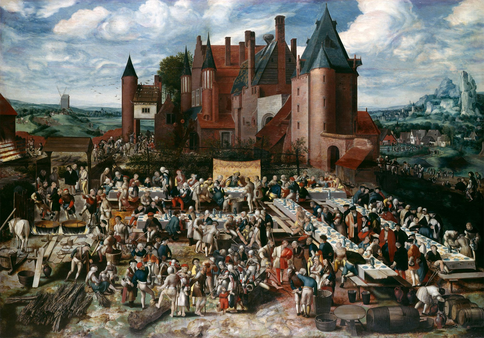 De gelijkenis van het grote feestmaal, Meester van het Brunswijkse monogram, ca. 1535